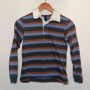 Janie and Jack long sleeve striped polo size 10 in grey blue orange